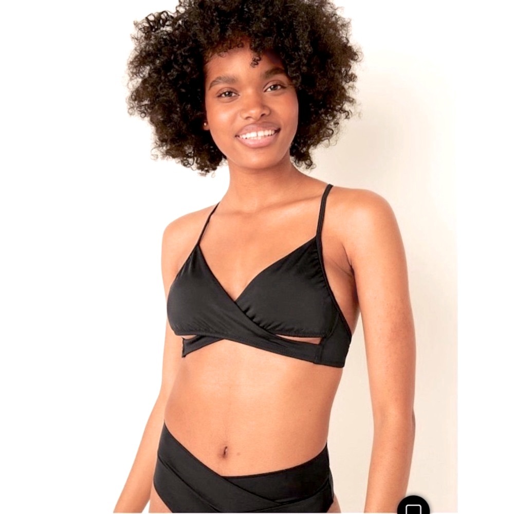 Body Wrap Swim Top in Pure Black | Victoria’s Secret Pink | NWT